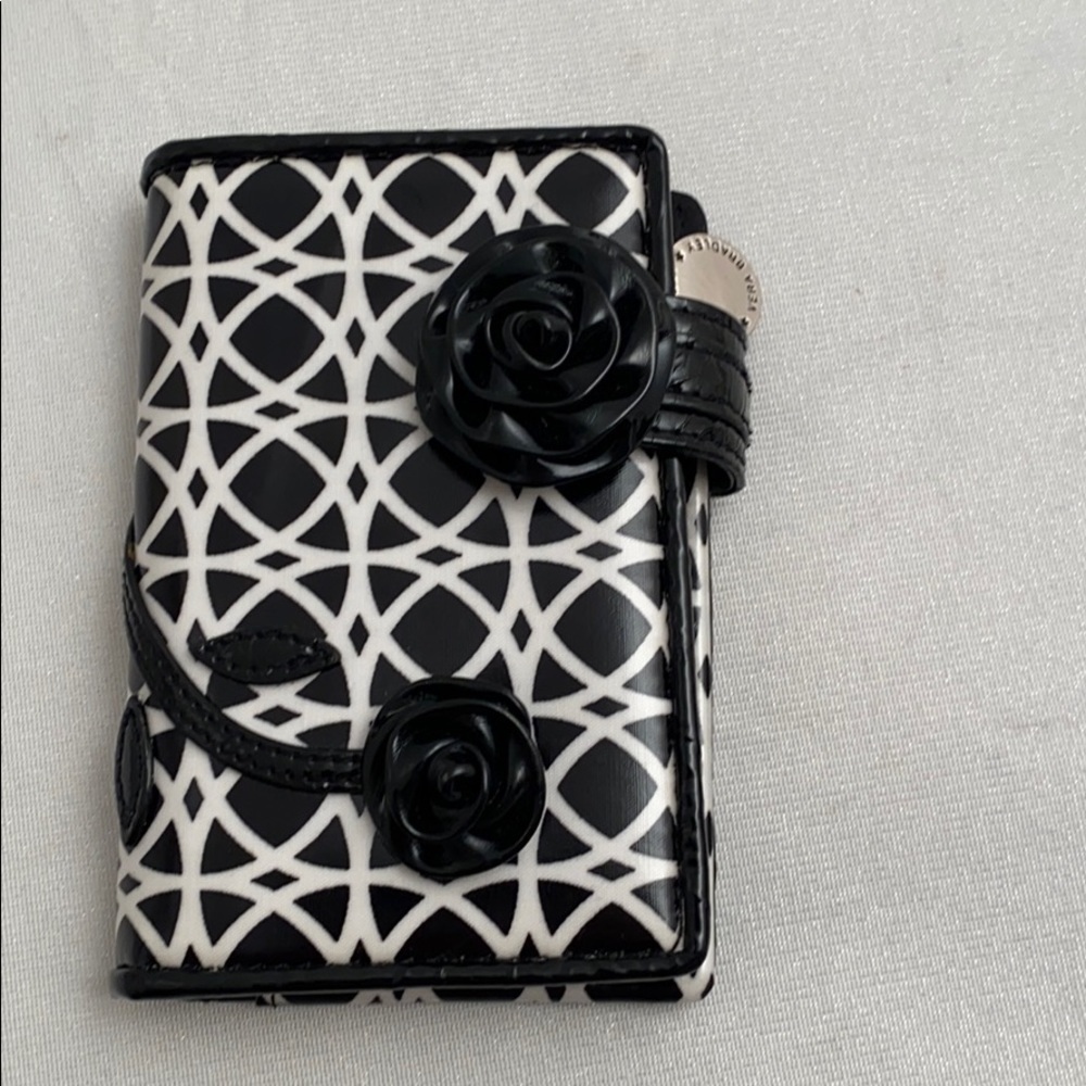 Vera Bradley Frill Best Bud Night and Day black and white coated canvas wallet